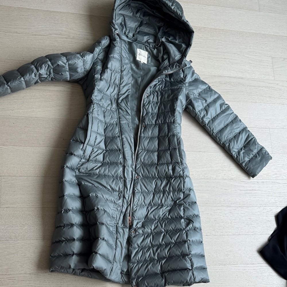 Studio Gray Quilted Puffer Coat with Hood